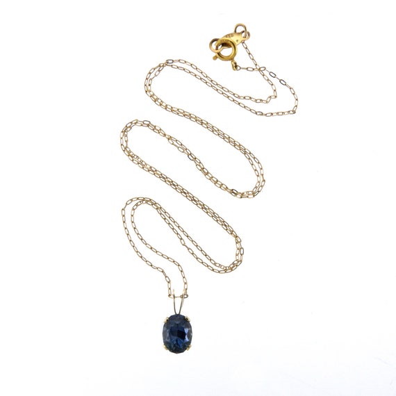 Gorgeous Steel Blue Natural Sapphire and 14k Gold… - image 2