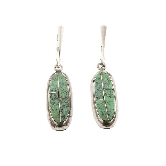 Beautiful Pale Blue-Green Turquoise Inlay Earring… - image 2