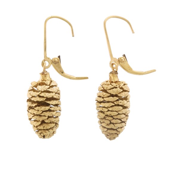 Delightful Hemlock Pinecone Dangle Earrings in 14… - image 2