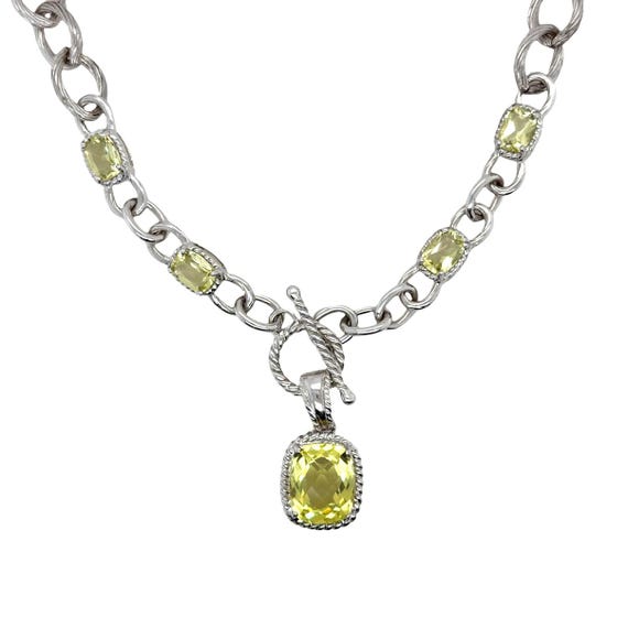 Sterling Silver Lemon Quartz Toggle Necklace - image 1