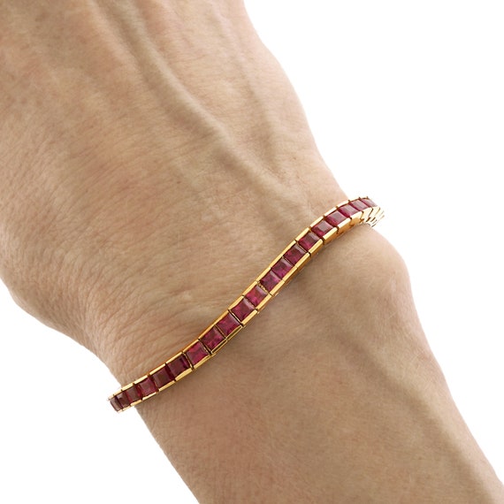 Luxurious Natural Ruby Gemstone Line Bracelet in … - image 9