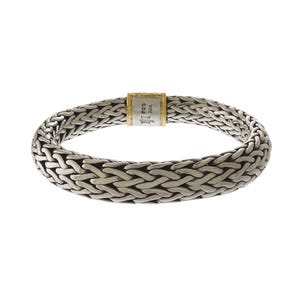 John Hardy Classic Woven 10mm Chain Bracelet in 18k Yellow Gold & Sterling Silver
