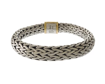 John Hardy Classic Woven 10mm Chain Bracelet in 18k Yellow Gold & Sterling Silver