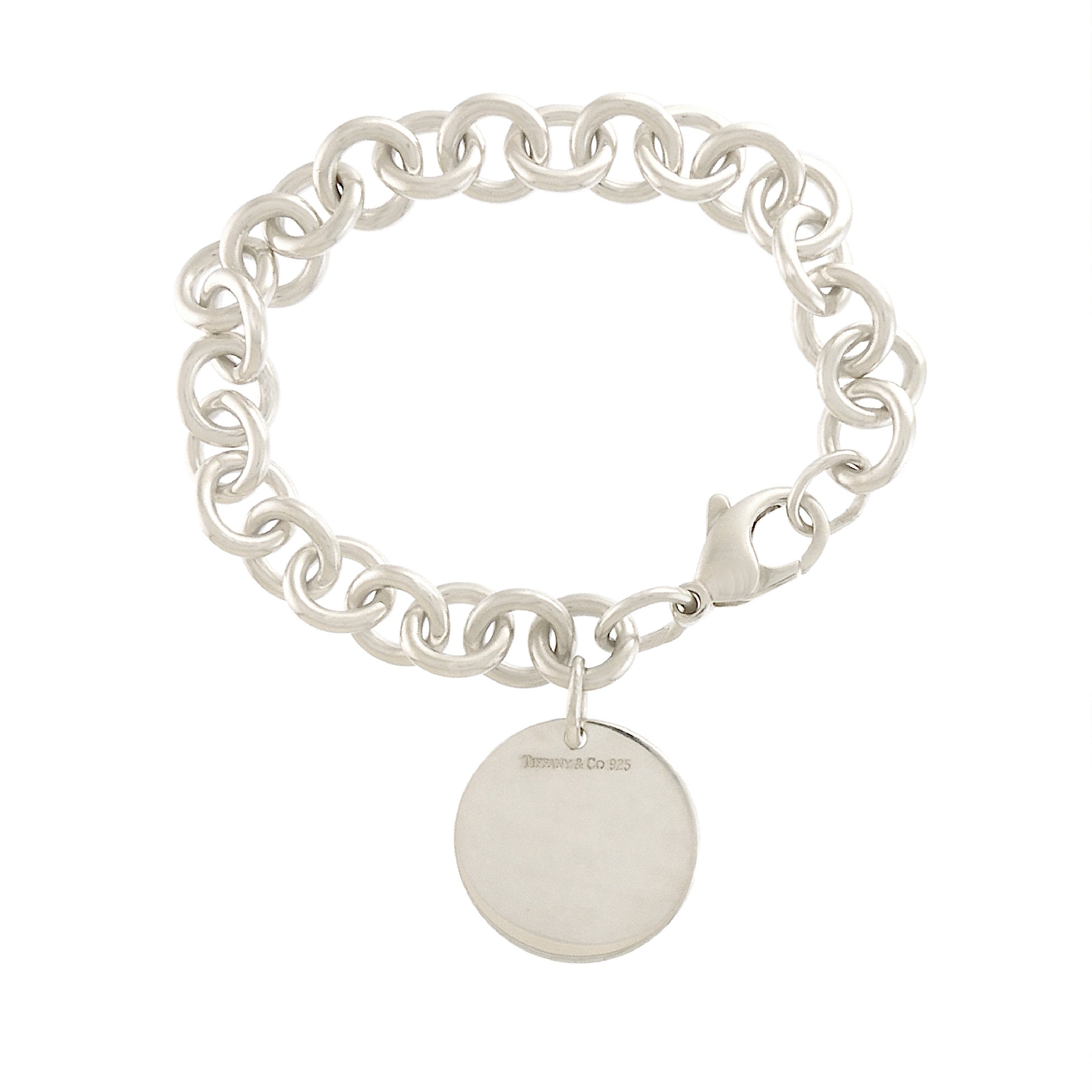 Authentic TIFFANY & Co Round Tag Charm Bracelet in Sterling Silver