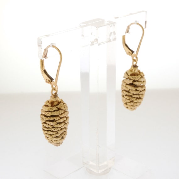 Delightful Hemlock Pinecone Dangle Earrings in 14… - image 3