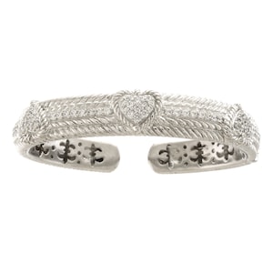 Judith Ripka Sterling Silber und Cubic Zirkonia Klapparmband mit Herzen