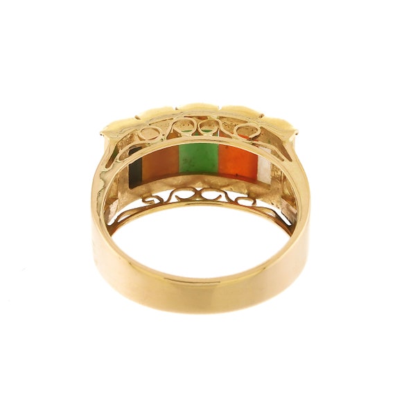 Vintage Multi-Colored Jade Ring in 14k Yellow Gold - image 5