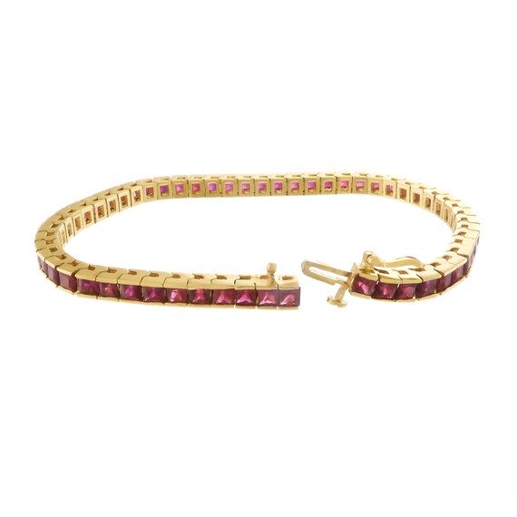 Luxurious Natural Ruby Gemstone Line Bracelet in … - image 2