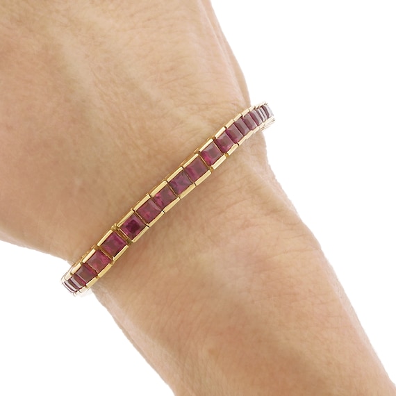 Luxurious Natural Ruby Gemstone Line Bracelet in … - image 10
