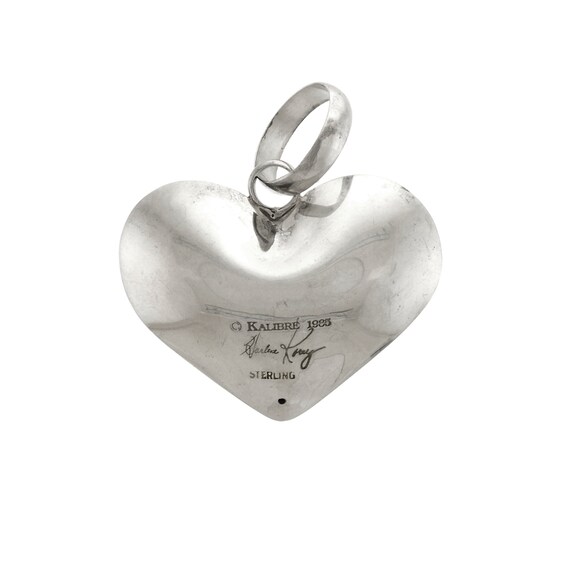 Vintage Kalibre Sterling Silver Large Puffy Heart… - image 2