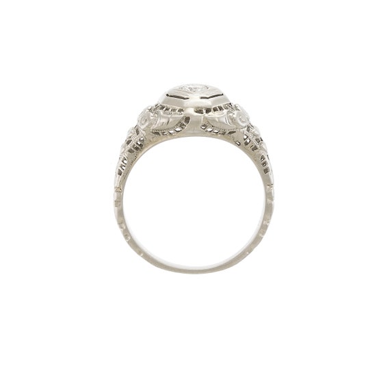 Lovely Vintage Filigree Ring in 18k White Gold - image 3