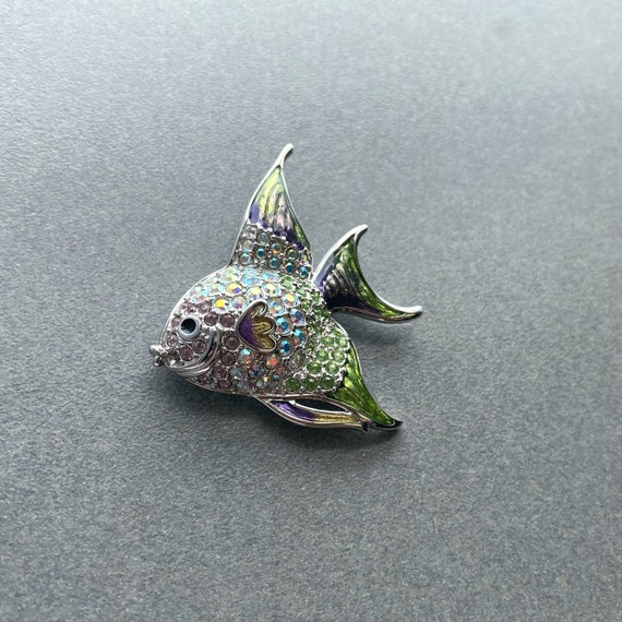 Flashy and Fanciful Fish Brooch by Swarovski with… - image 6