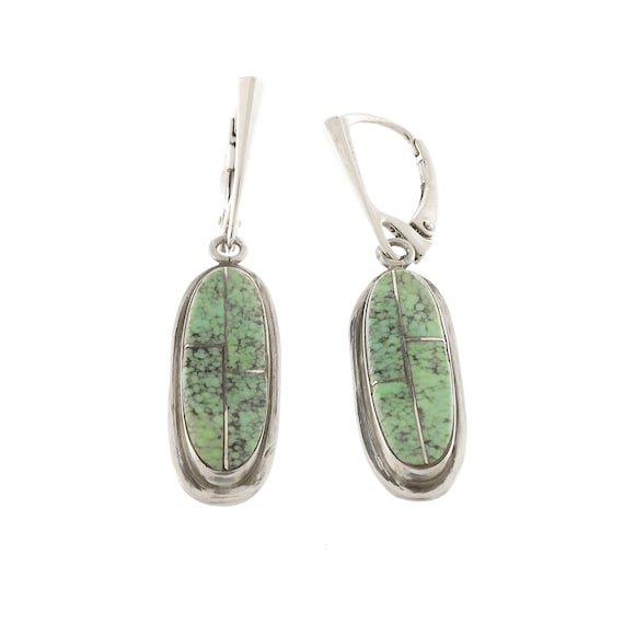 Beautiful Pale Blue-Green Turquoise Inlay Earring… - image 1