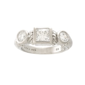 Judith Ripka Sterling Silver Ring with Three Cubic Zirconia