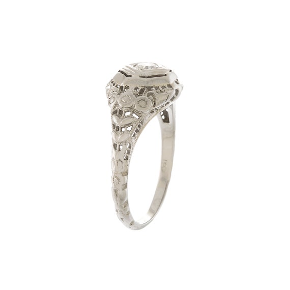 Lovely Vintage Filigree Ring in 18k White Gold - image 2