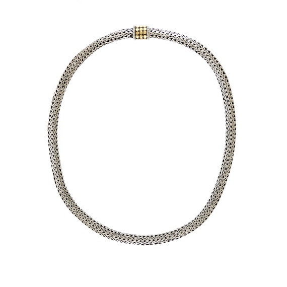 Classic 6.5 mm Woven Link Chain with 18k Gold Dot… - image 1