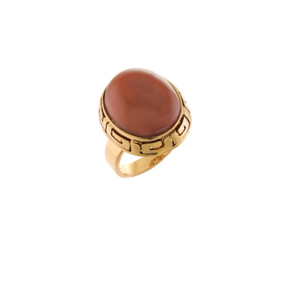 Mediterranean Oxblood Red Coral Ring in 14k Yellow Gold