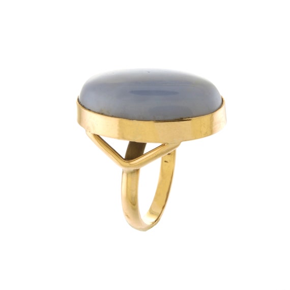 Stunning Blue Chalcedony Ring in 14k Yellow Gold - image 3