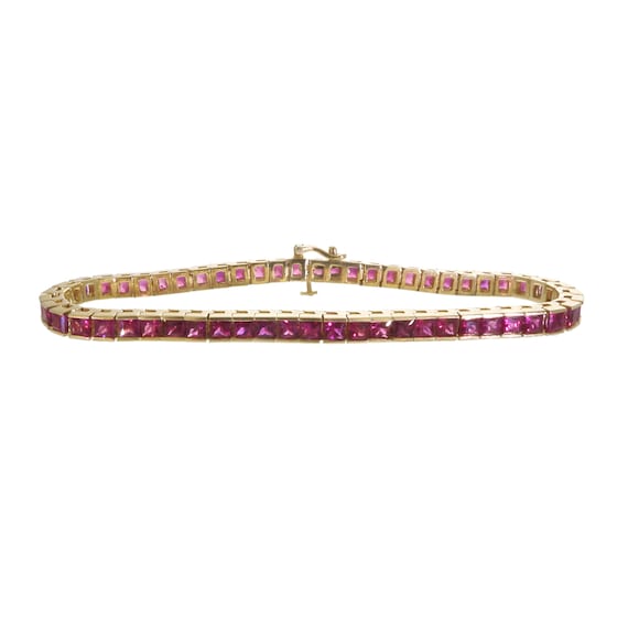 Luxurious Natural Ruby Gemstone Line Bracelet in … - image 1