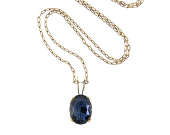 Gorgeous Steel Blue Natural Sapphire and 14k Gold Pendant