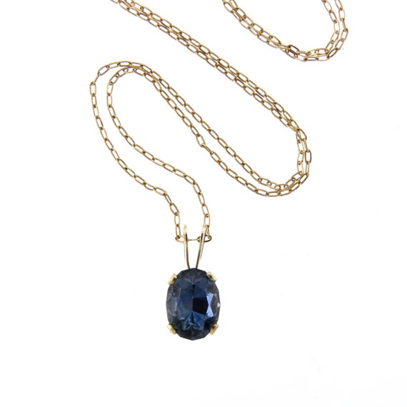 Gorgeous Steel Blue Natural Sapphire and 14k Gold… - image 1