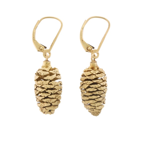 Delightful Hemlock Pinecone Dangle Earrings in 14… - image 1