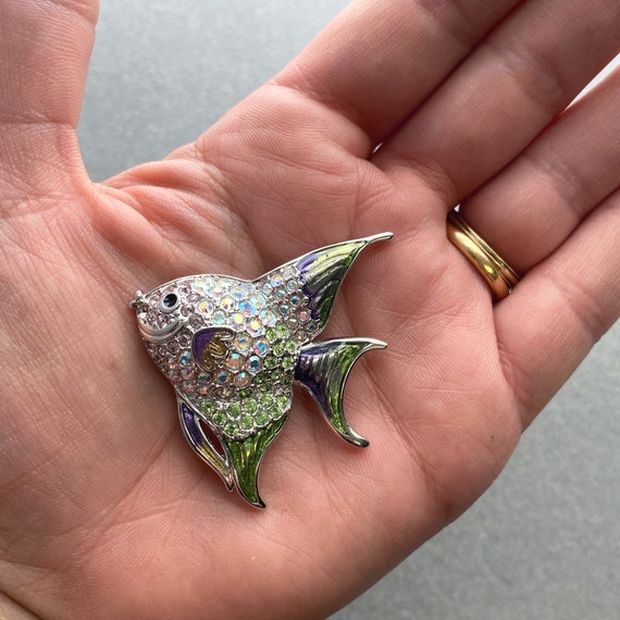 Flashy and Fanciful Fish Brooch by Swarovski with… - image 9