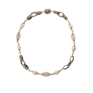 John Hardy Rose Quartz & Pearl Jaisalmer Bead Necklace, 16” in 18k Yellow Gold, Sterling Silver