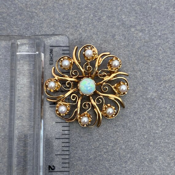 Lovely Victorian Revival 14k Opal and Pearl Starb… - image 7