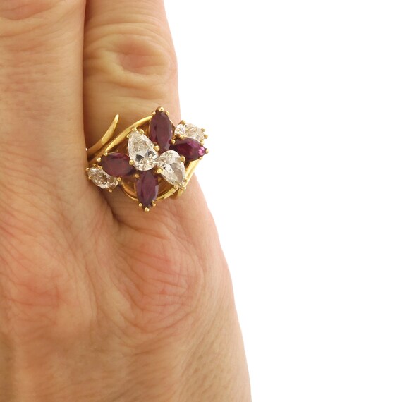Dazzling Vintage Diamond and Ruby Cluster Ring in… - image 9