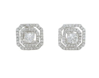 Geometric Diamond Stud Earrings: 18k White Gold, 1.75ctw