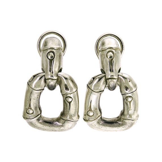 John Hardy Bamboo Collection Door Knocker Earrings Sterling Silver