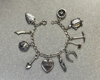 1940-50 Vintage Sterling Travel Theme Charm Bracelet