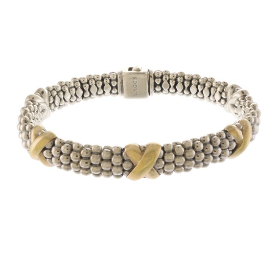 Lagos 9mm Five Station X Caviar Bracelet in 18k Yellow Gold and Sterling Silver Etsy