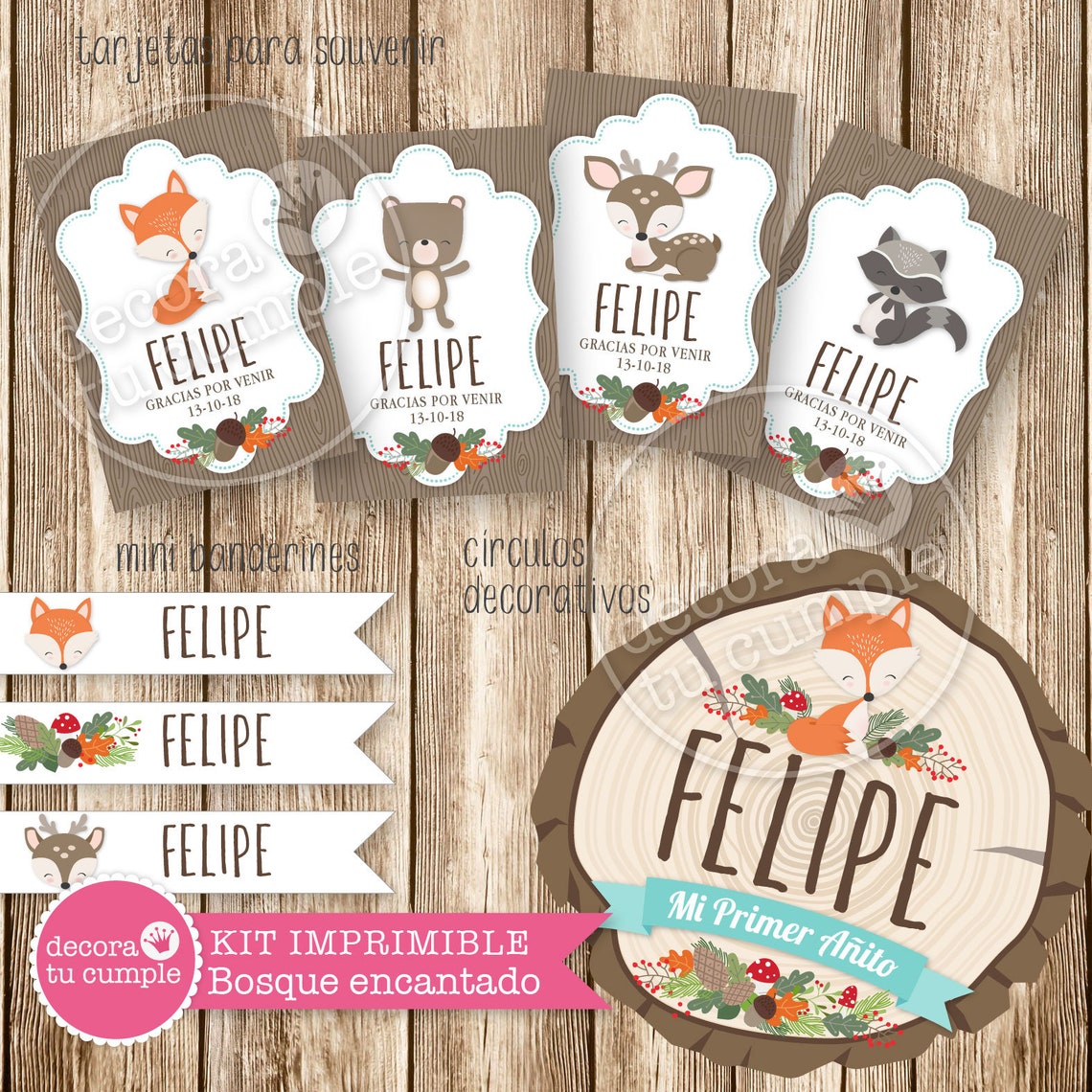 KIT IMPRIMIBLE bosque encantado personalizado Etsy