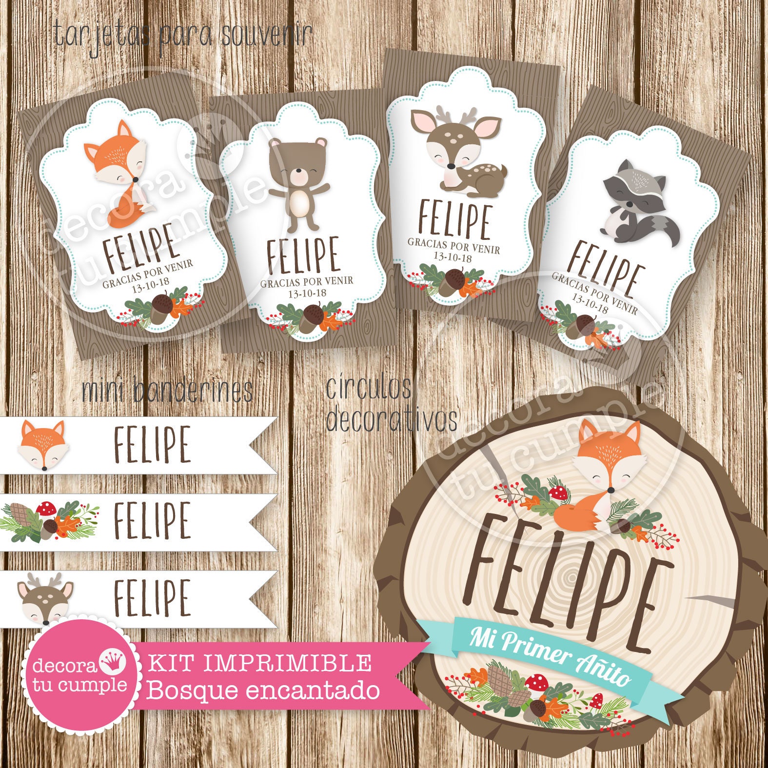 KIT IMPRIMIBLE bosque encantado personalizado Etsy
