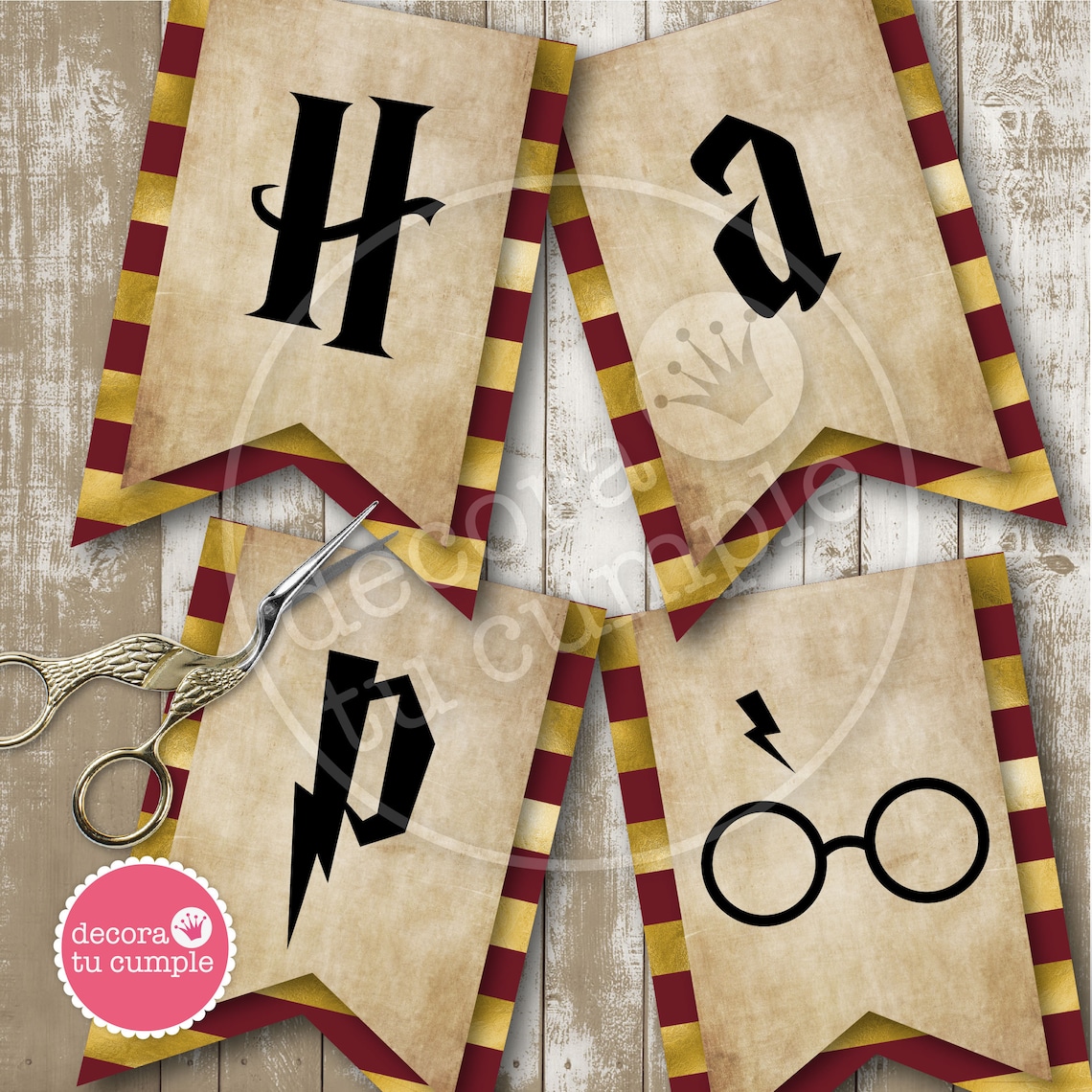 Harry Potter Inspired Printable Birthday Banner Gryffindor | Etsy