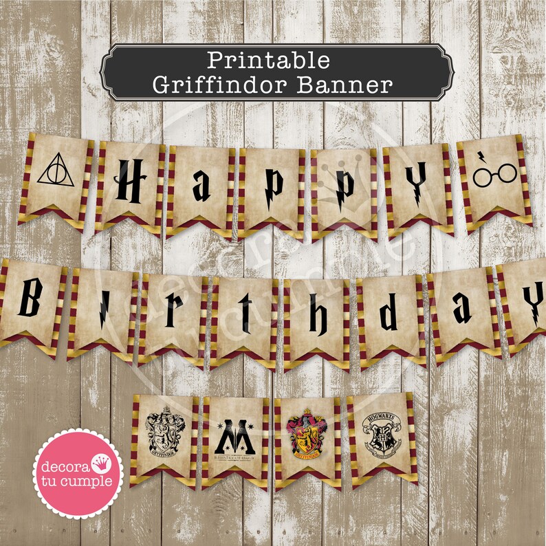 Harry Potter Inspired Printable Birthday Banner Gryffindor | Etsy