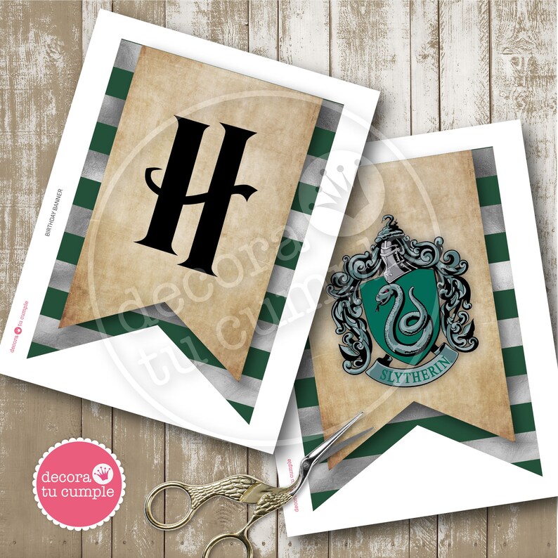 Harry Potter Inspired Printable Birthday Banner Slytherin | Etsy