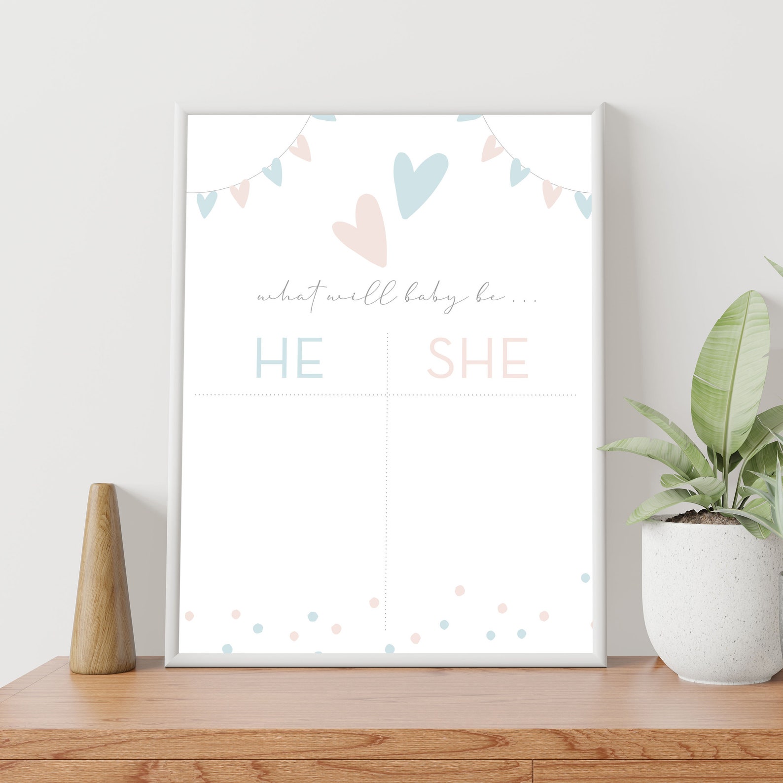 He or She Printable Sign in Pastel Shades Instant | Etsy