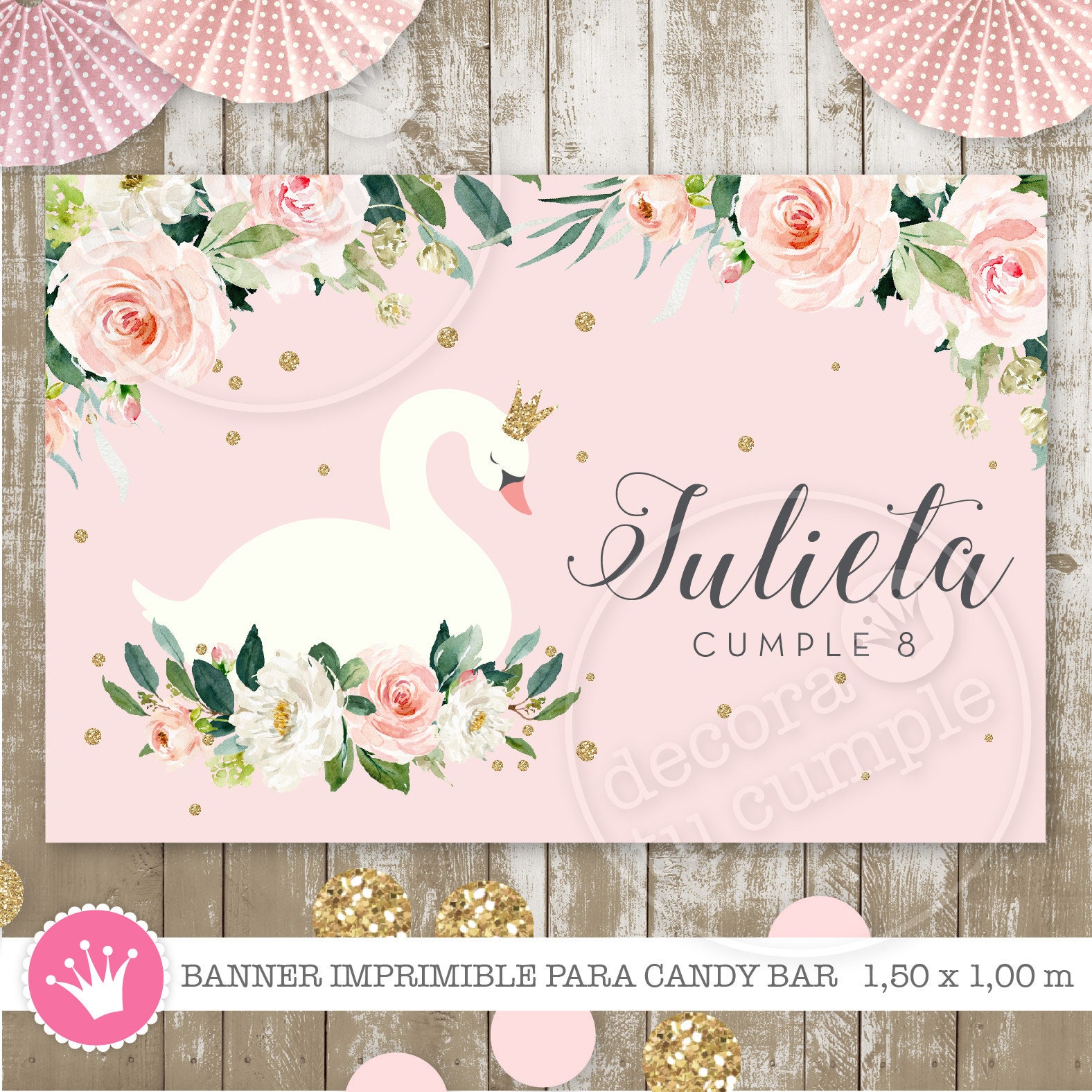 Menu Backdrop Swan Swan Princess Birthday Backdrop, Floral Swan Decor (digital) - Etsy