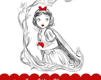 Snow White Princess JPG clipart set, Instant Download