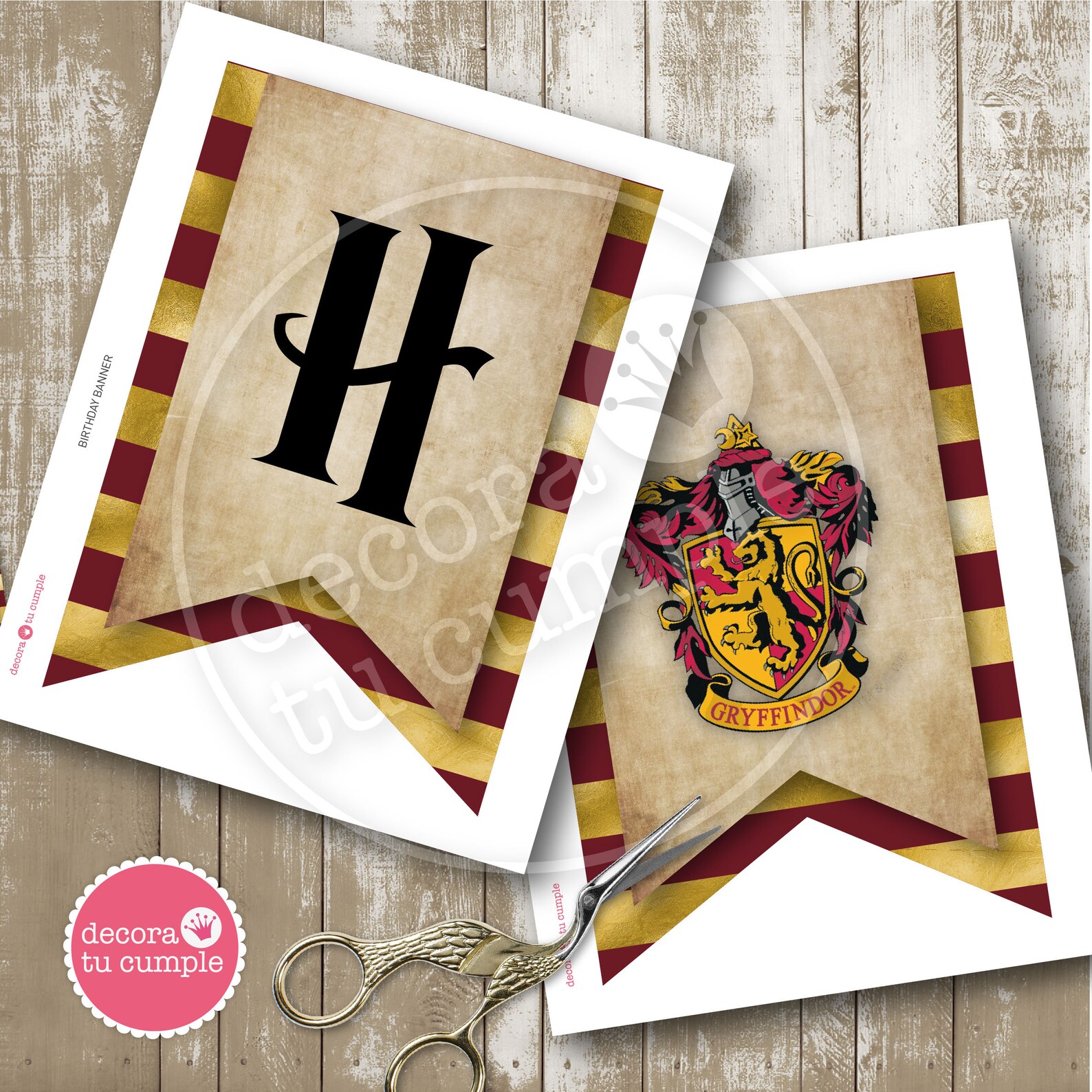 Harry Potter Inspired Printable Birthday Banner Gryffindor | Etsy
