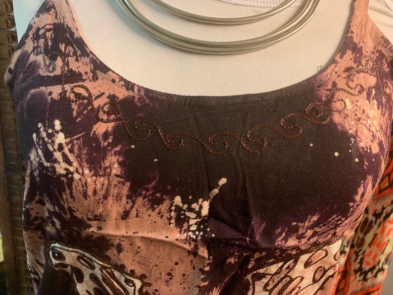 Summer cotton block print embroidered aria tops cami blouse