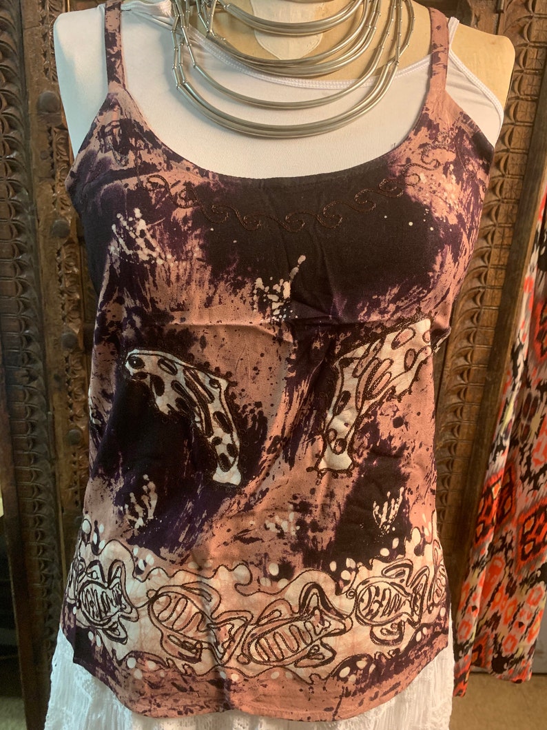 Summer cotton block print embroidered aria tops cami blouse