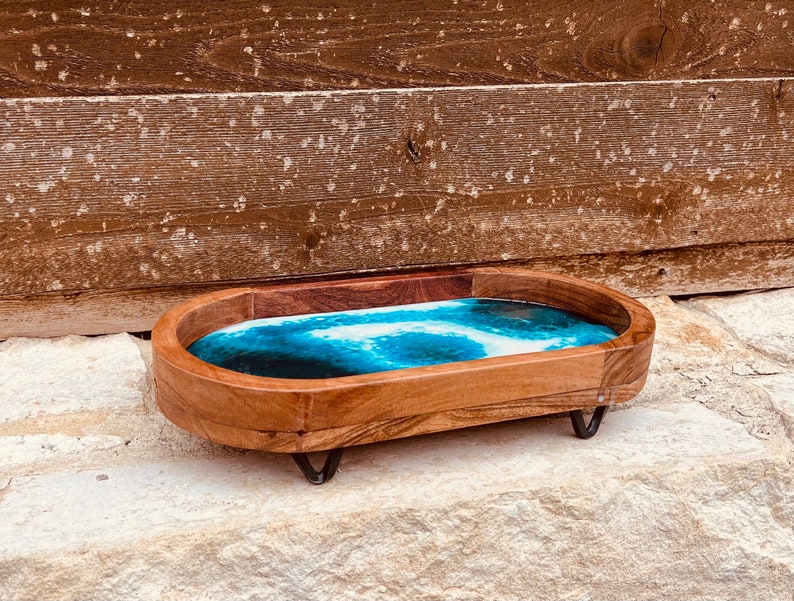 Oval Wood & Resin Tray Etsy