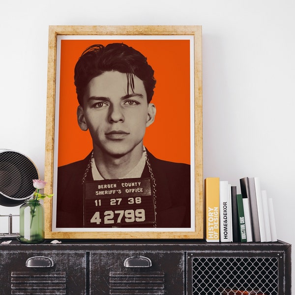 Frank Sinatra Mugshot, Celebrity Pop Art Print | Vintage Retro Portrait | Contemporary Art | Giclée Poster Print | Wall Art | Wall Decor
