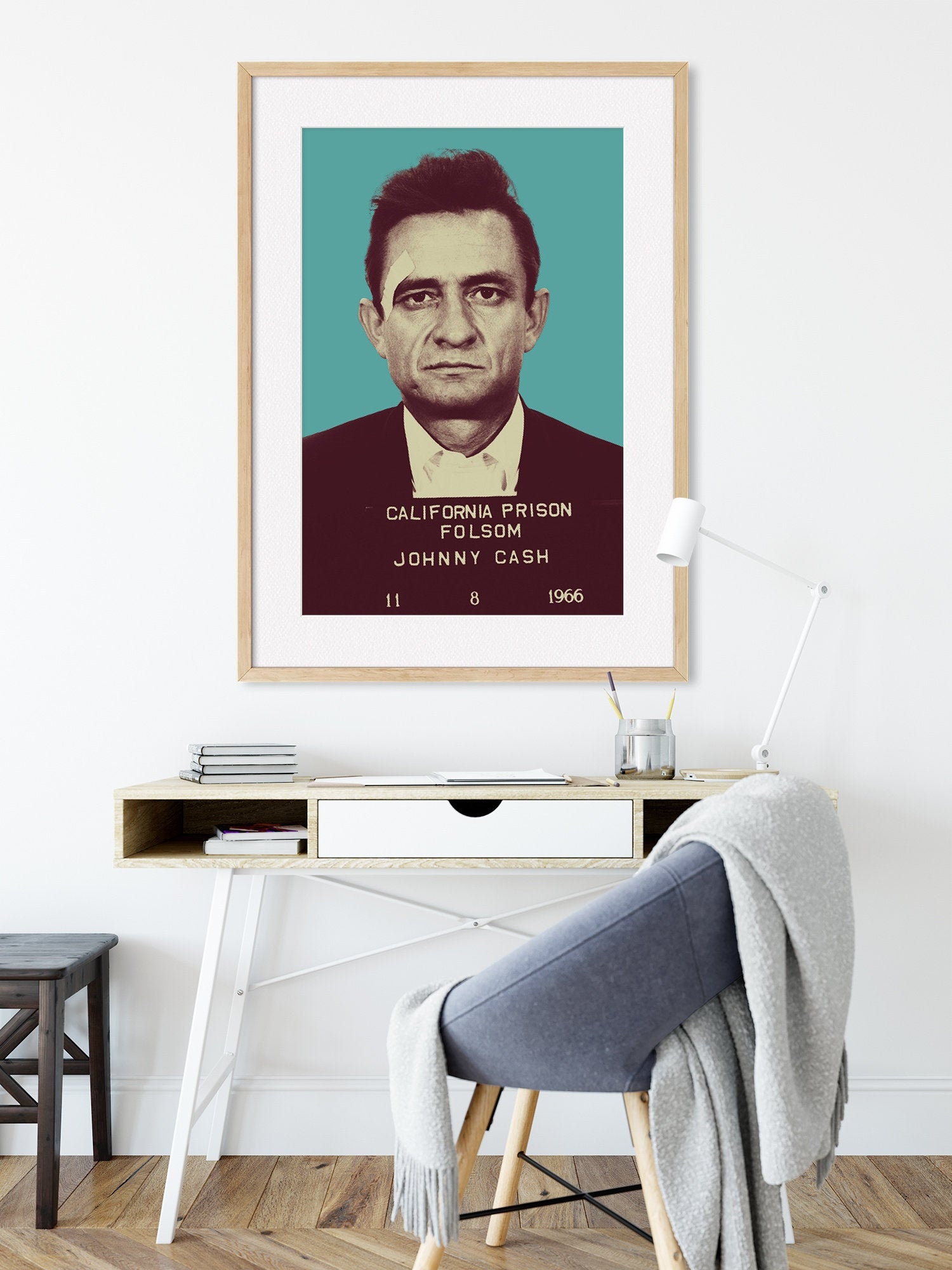 Johnny Cash, Celebrity Mugshot Pop Art Print | Vintage Retro Portrait…