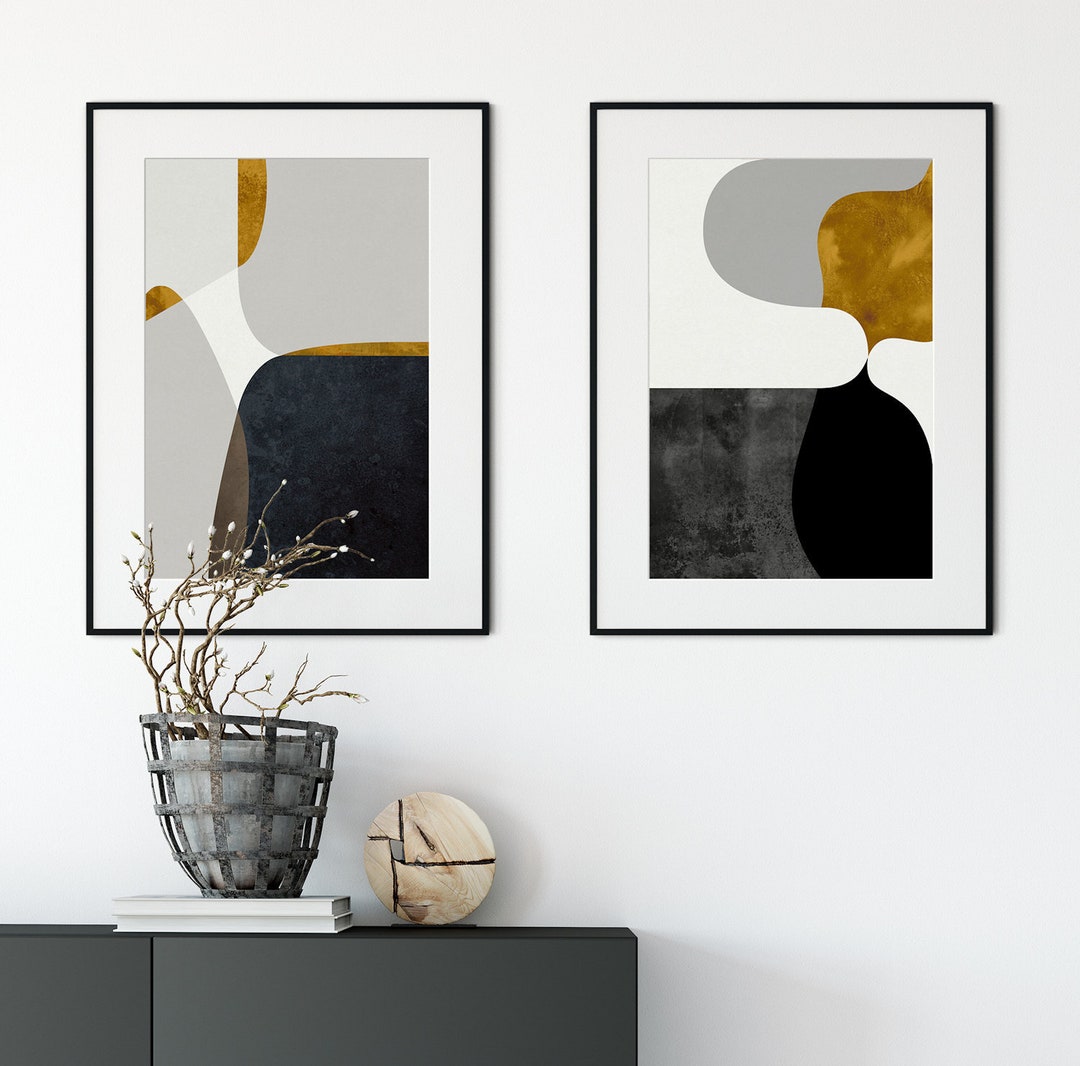 Set of Two Minimalist Abstract Contemporary Art Prints Etsy