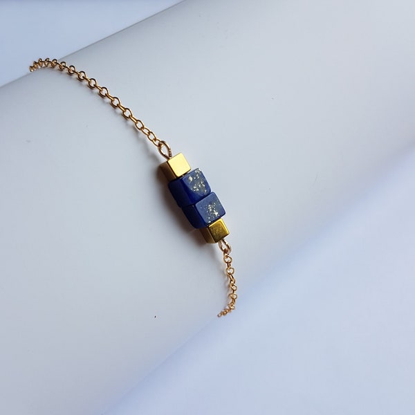 Bracelet Lapis Lazuli et Hematite